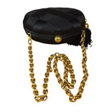 Chanel Black Satin Quilted Chain Clutch 2019