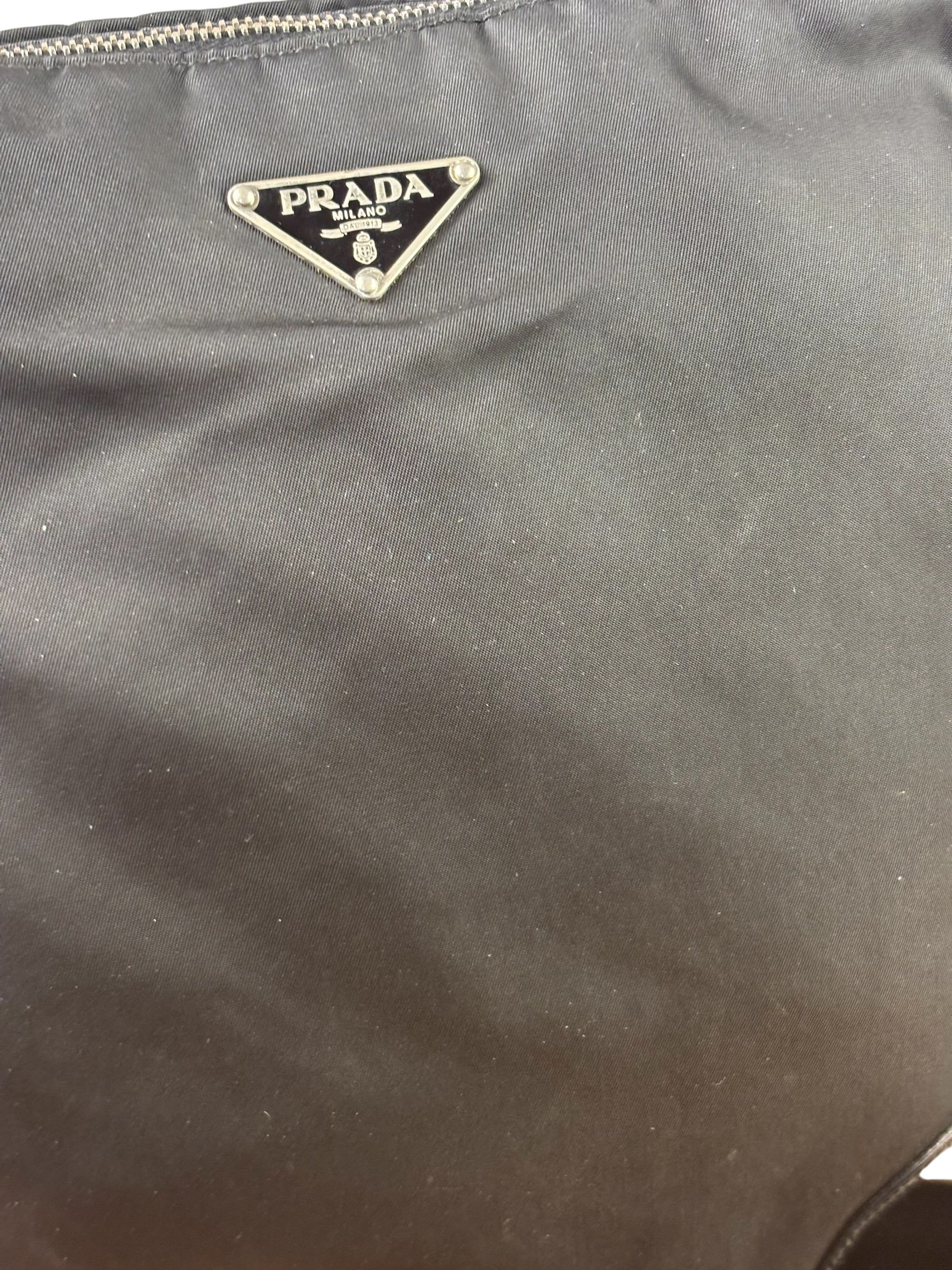 Prada Patent-Trimmed Nylon Crossbody Bag
