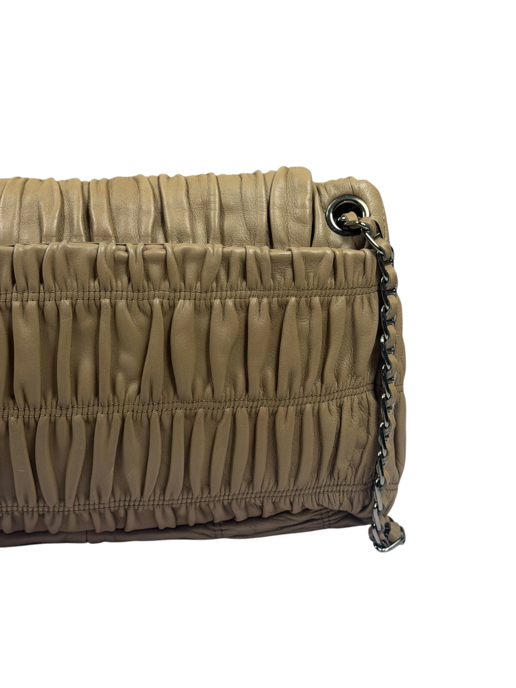 Prada Beige Nappa Leather Gaufre Chain Shoulder Bag