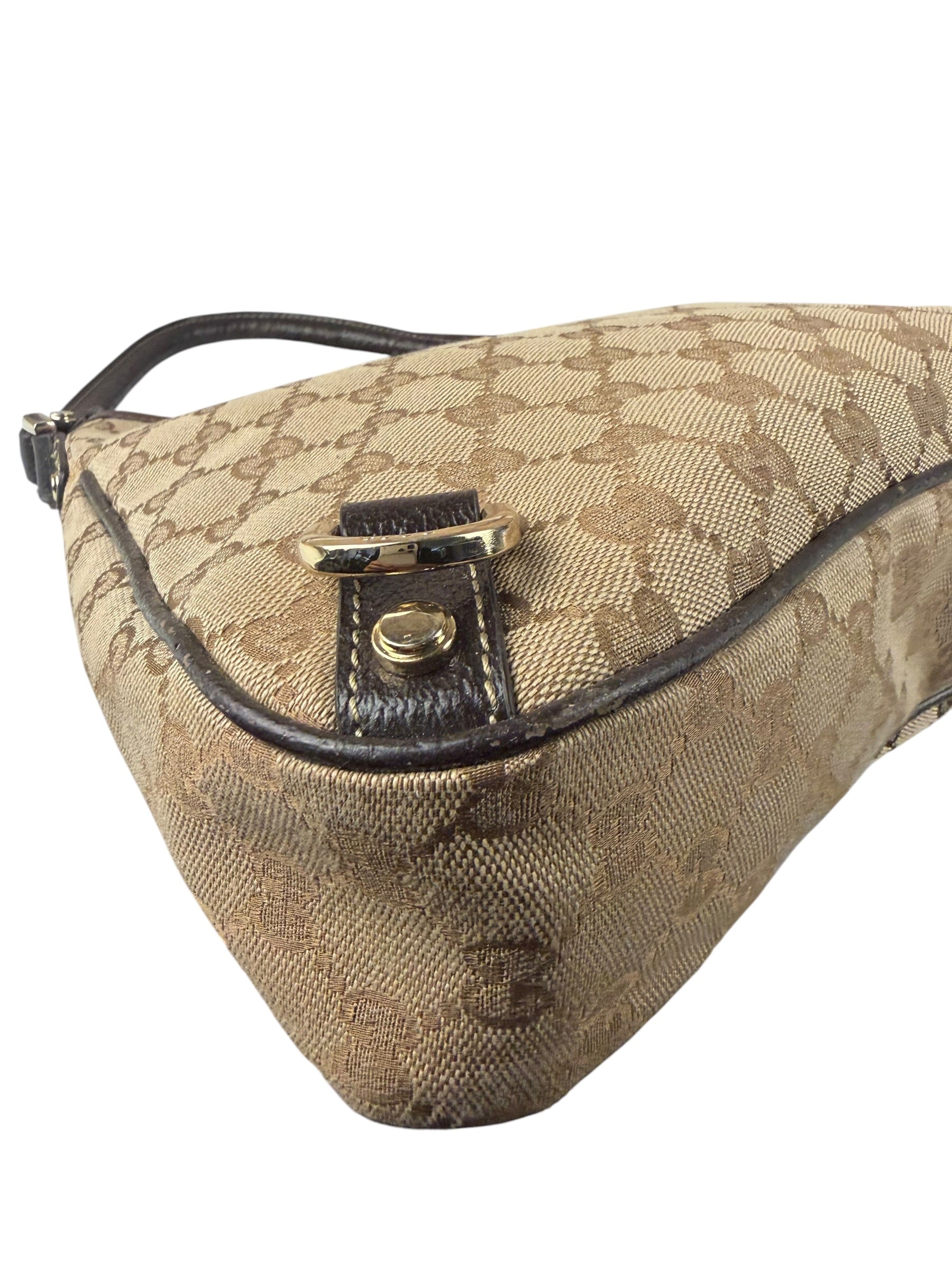 Gucci Brown Leather Trim Abbey D Ring Shoulder Bag