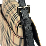 Burberry Black Leather Trim House Check Flap Crossbody Bag