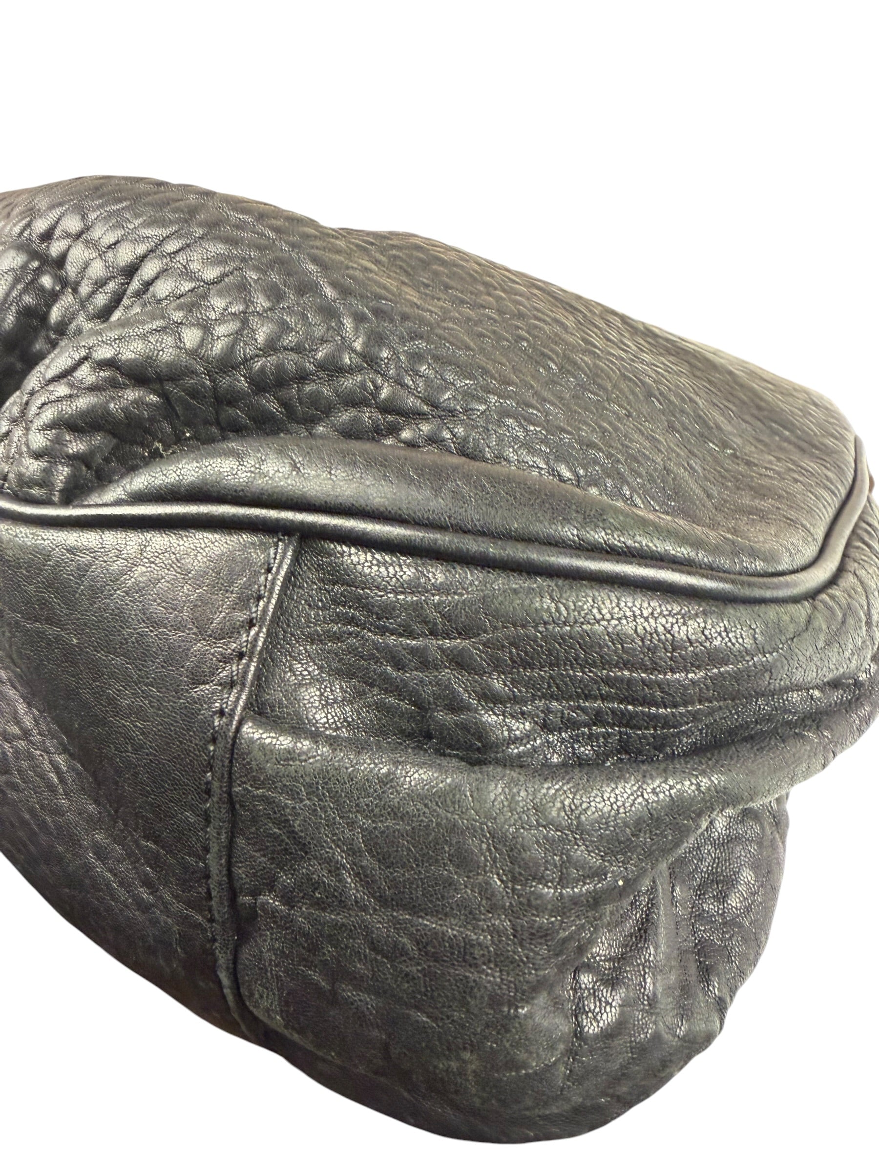 Fendi Black Leather Mia Chain Hobo Bag