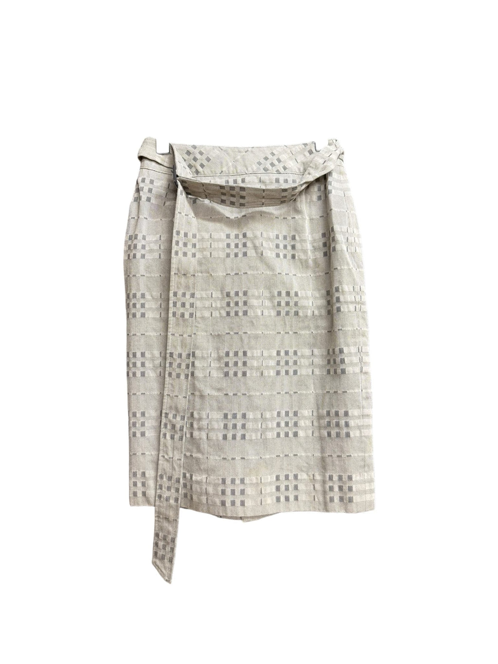 Burberry London Grey Check Belted Mid-Length Skirt