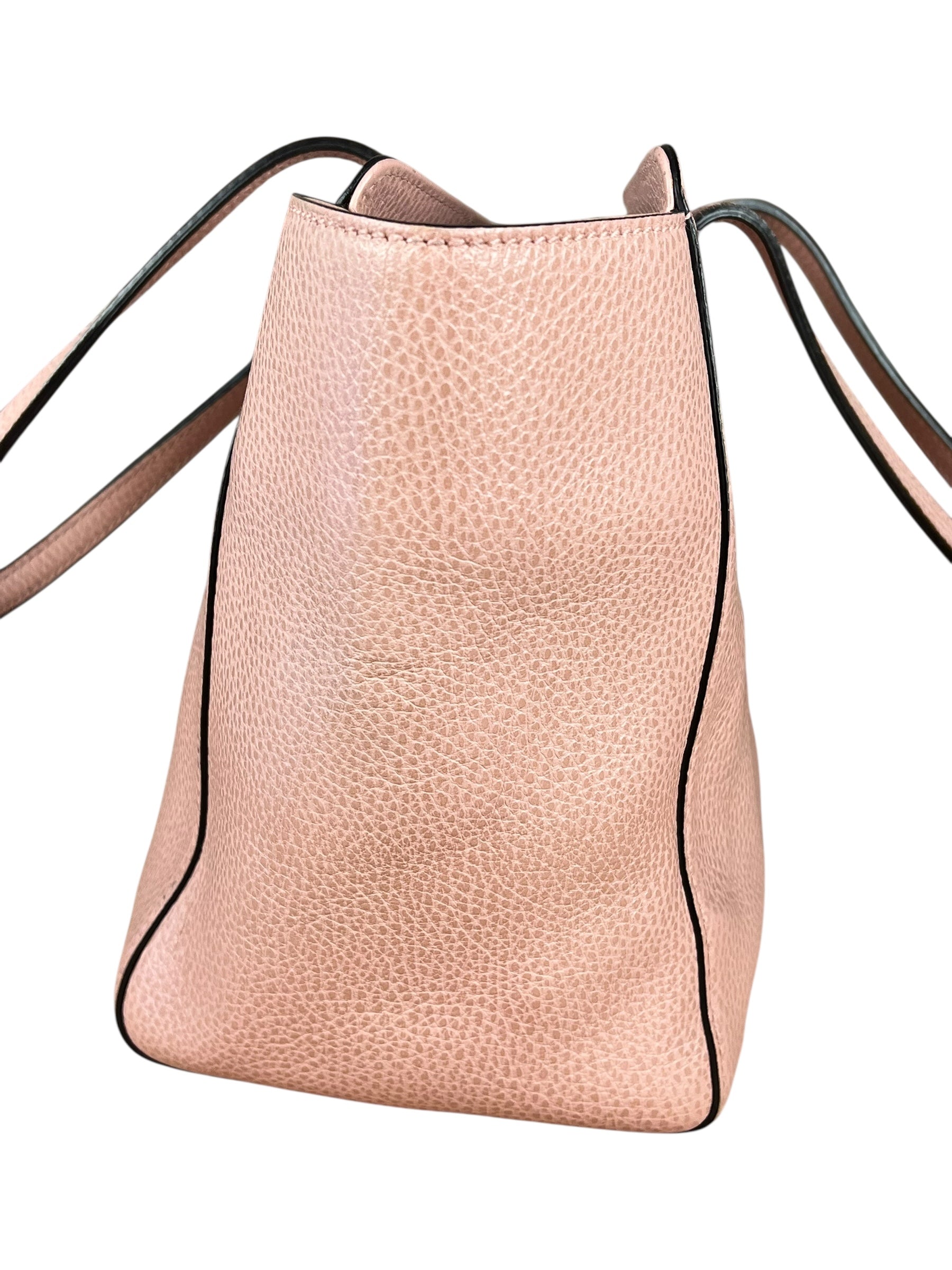 Gucci Pebbled Leather Swing Tote Pink