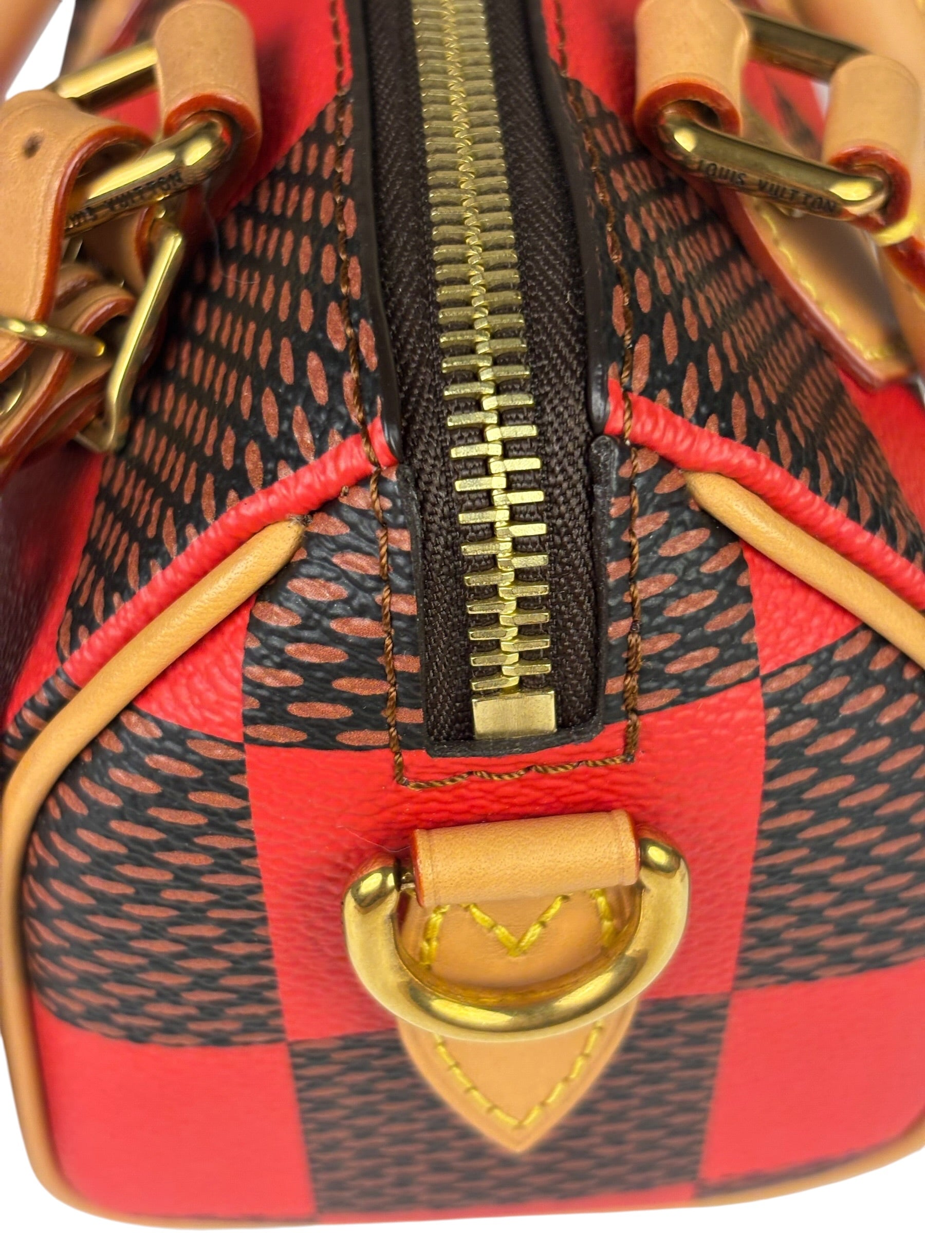 Louis Vuitton Red Pop Damier Nano Speedy Bandouliere Two-Way Bag