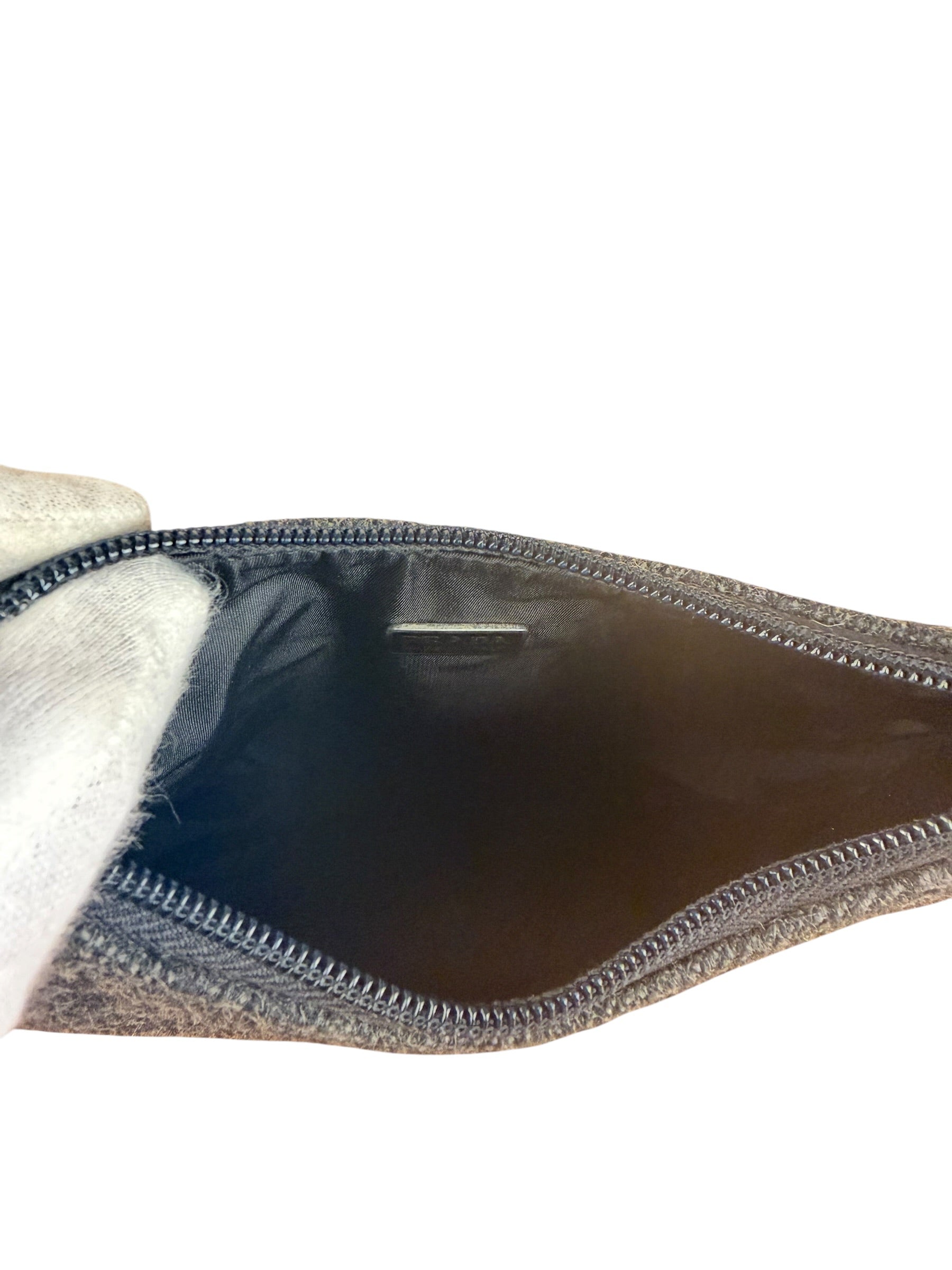 Prada Charcoal Gray Wool Sport Mini Hobo Bag