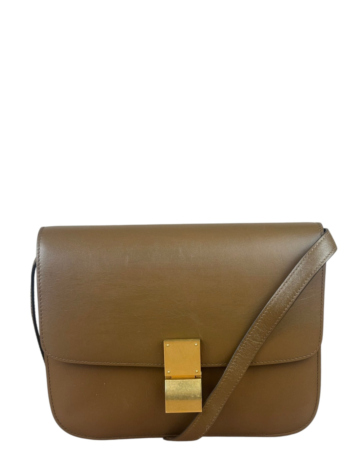 Celine Brown Leather Medium Classic Box Bag