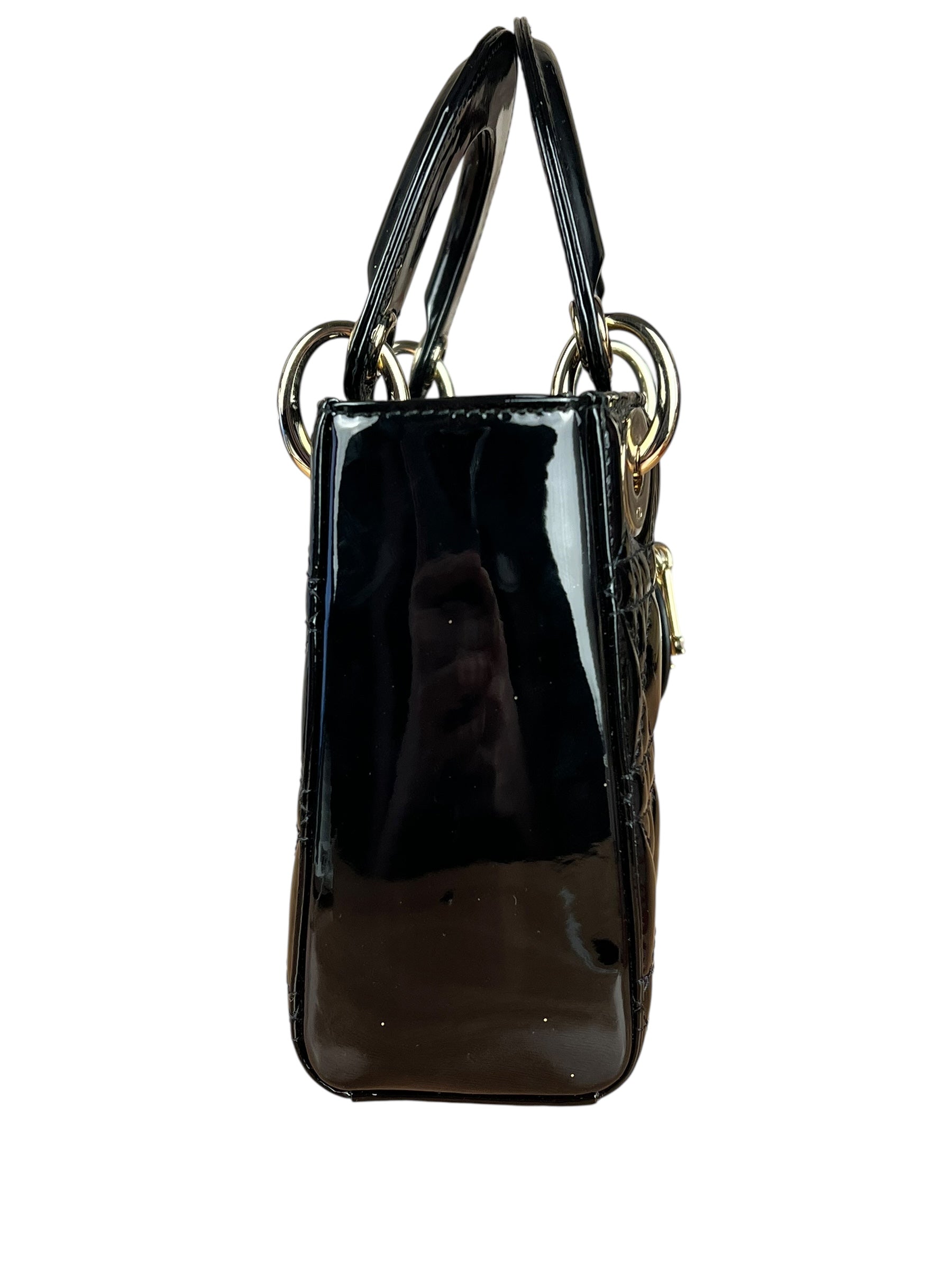 Dior Patent Cannage Mini Lady Dior Black