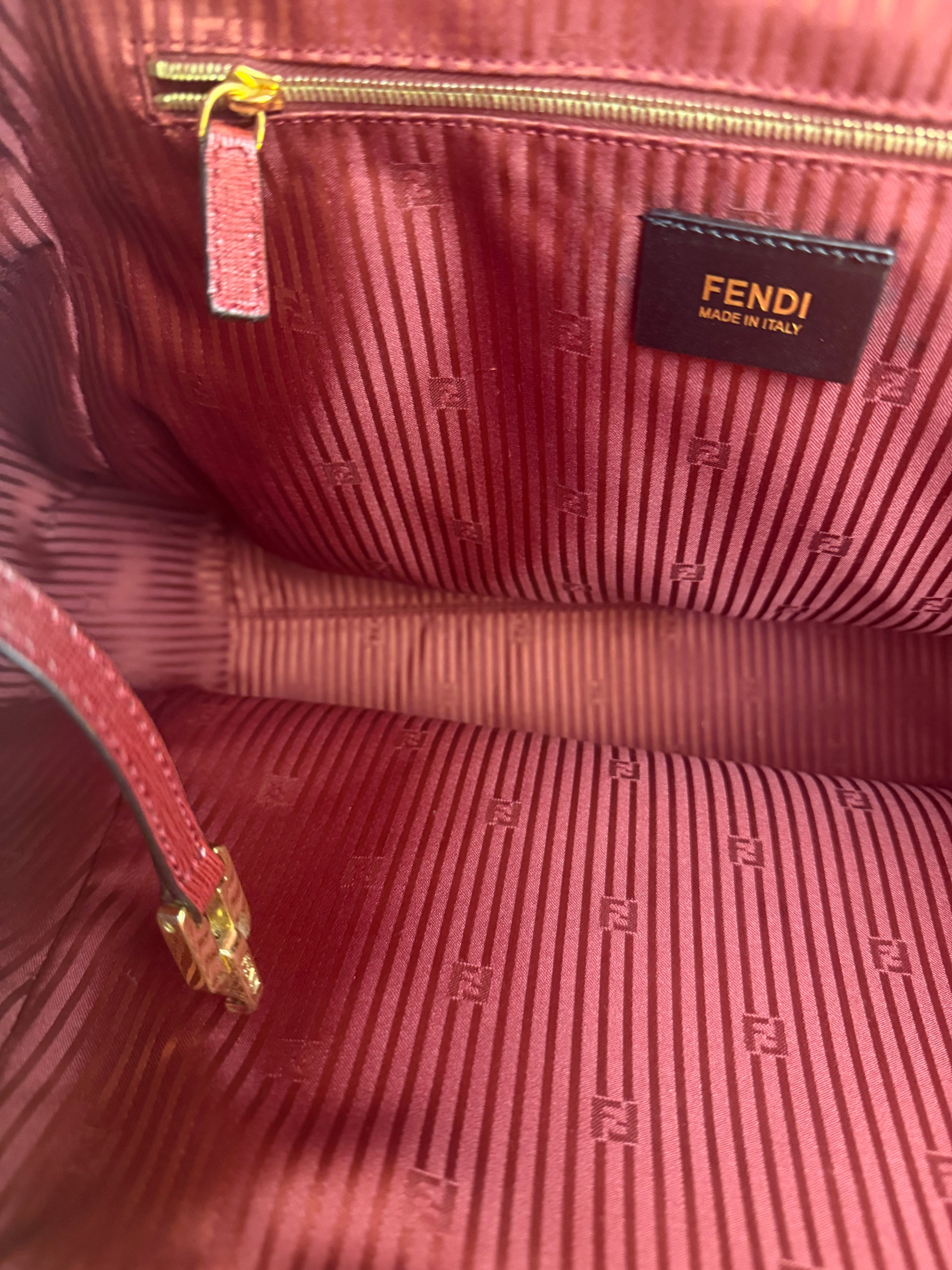 Fendi Red Leather 2Jours Handbag (Deterioration)
