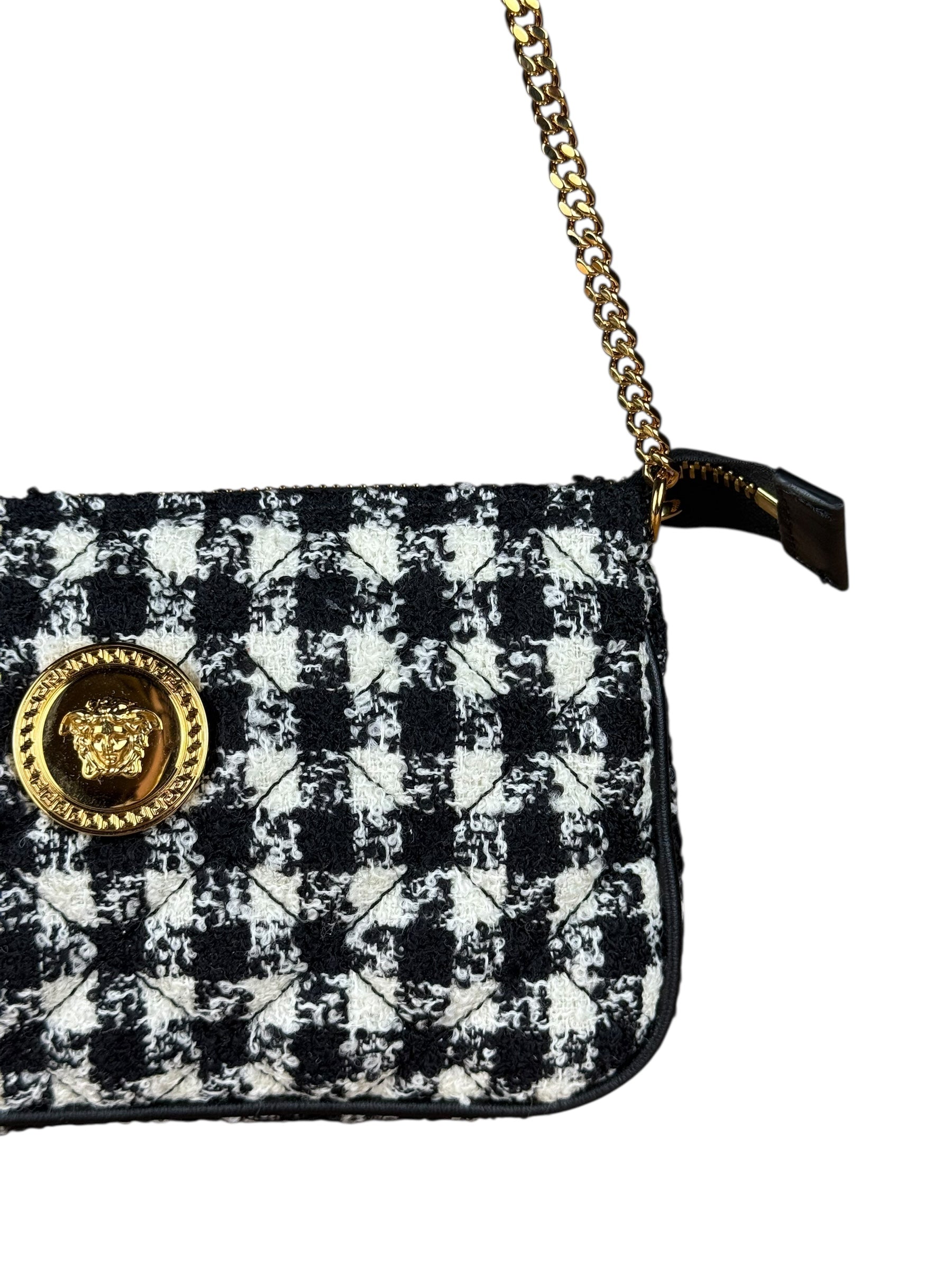 Versace Black/White Tweed Pochette