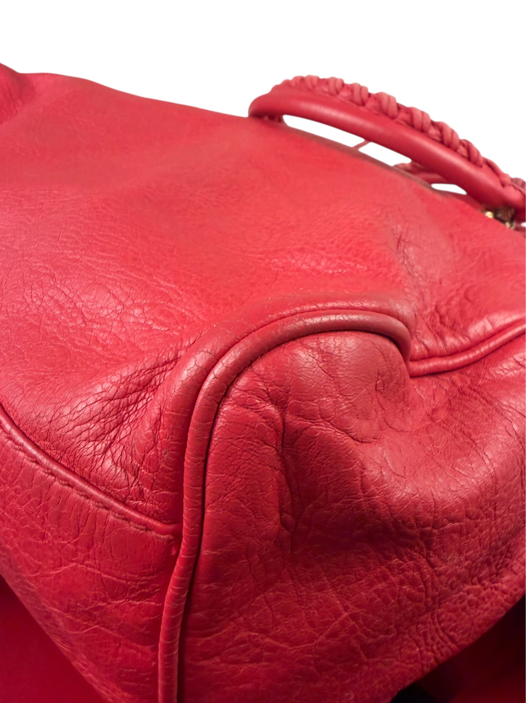 Balenciaga Red Calfskin Rouge Le City Bag