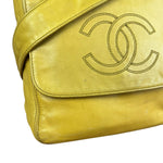 Chanel CC 1997 Chartreuse Leather Flap Shoulder Bag