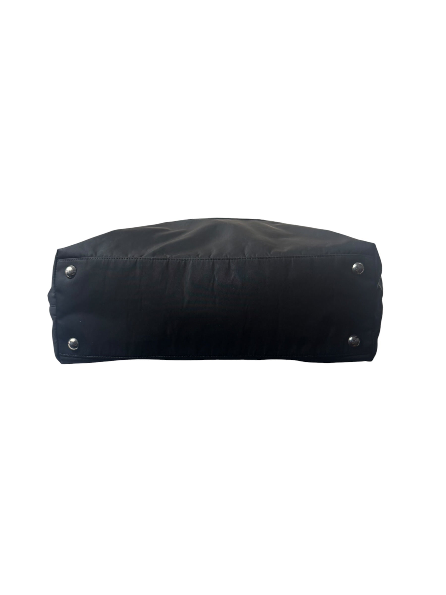 Prada Black Tessuto Nylon Leather Trim Tote Bag