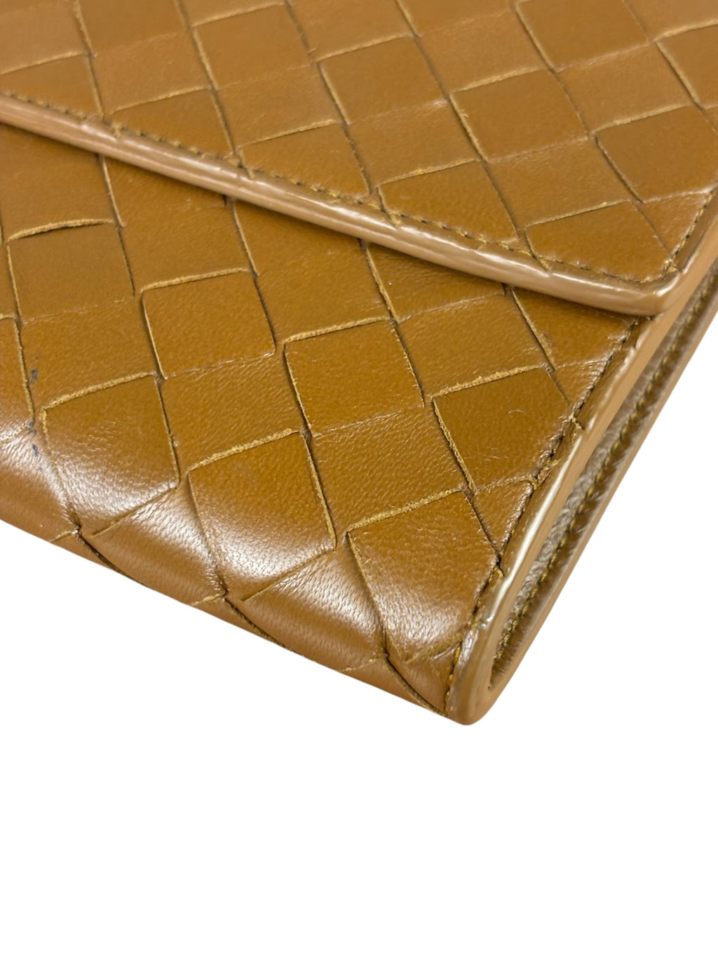 Bottega Veneta Caramel Leather Intrecciato Adiamo Clutch