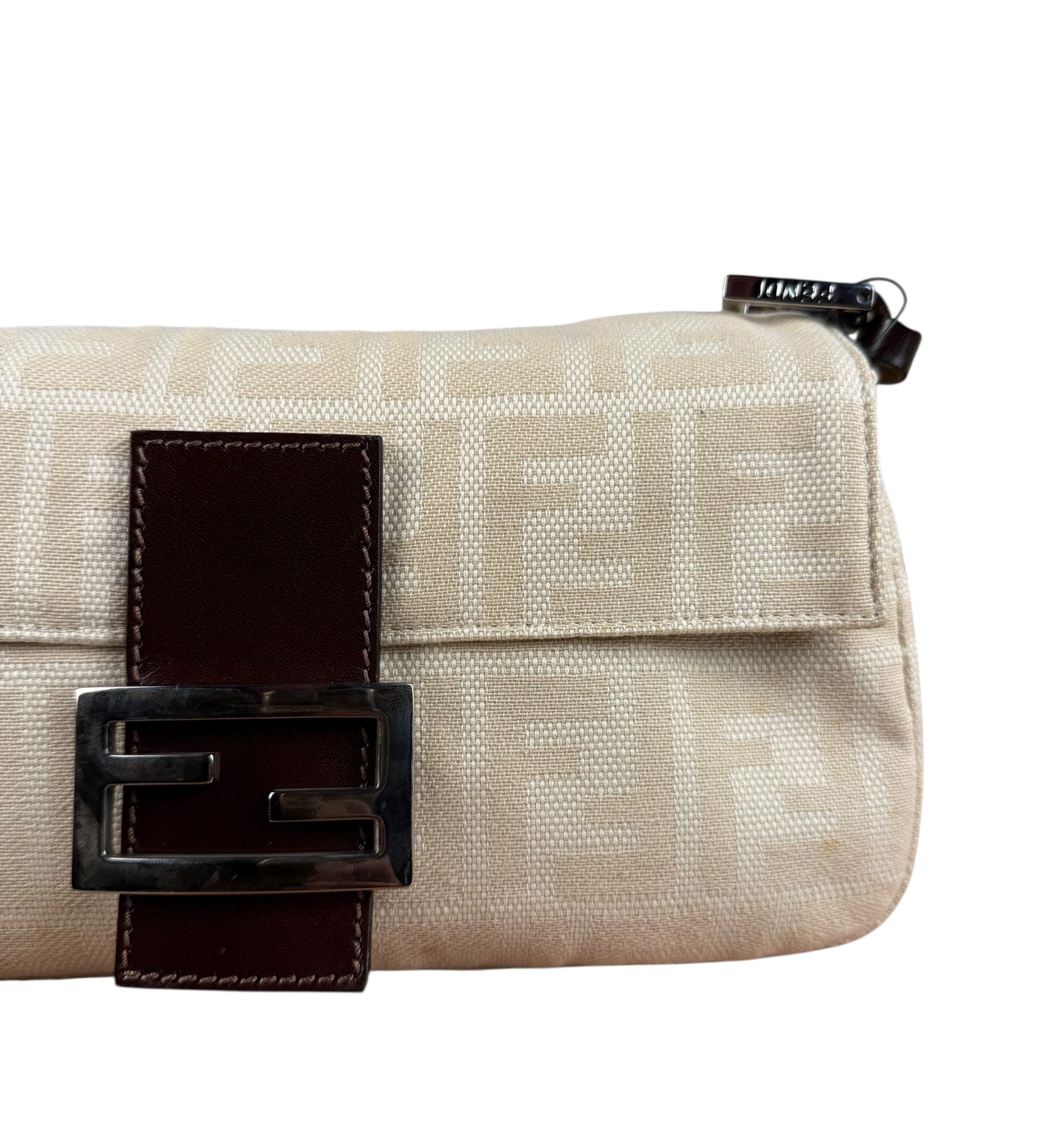 Fendi Beige Canvas Baguette