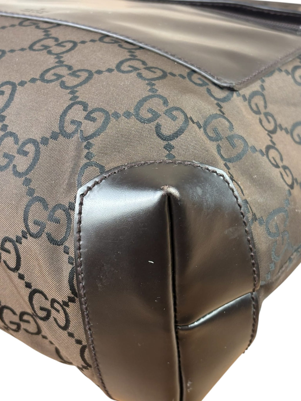 Gucci GG Nylon Tote Bag Brown Monogram Canvas