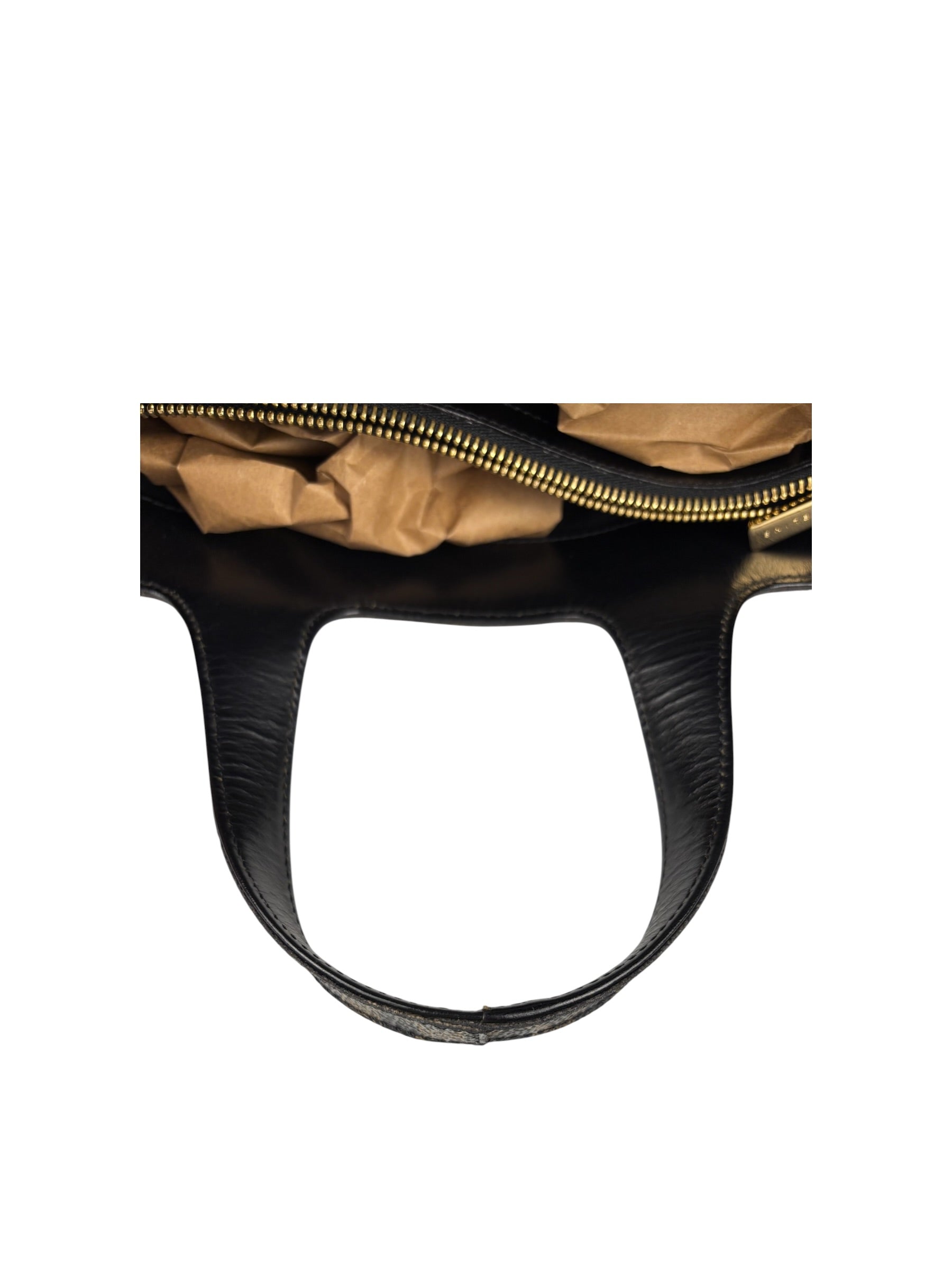 Celine Bicolor Leather Macadam Canvas Tote Bag
