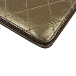 Chanel Metallic Bronze Quilted Leather Bi-Fold Long Wallet