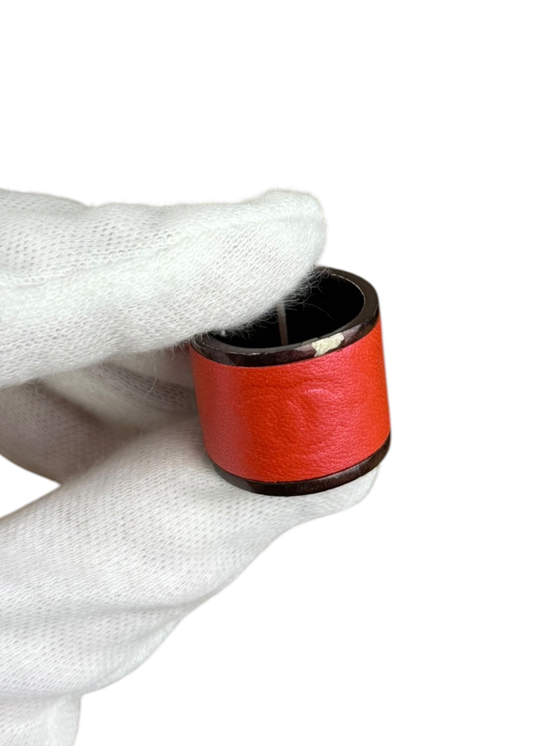 Chanel Paris Red Leather Wrap Ring