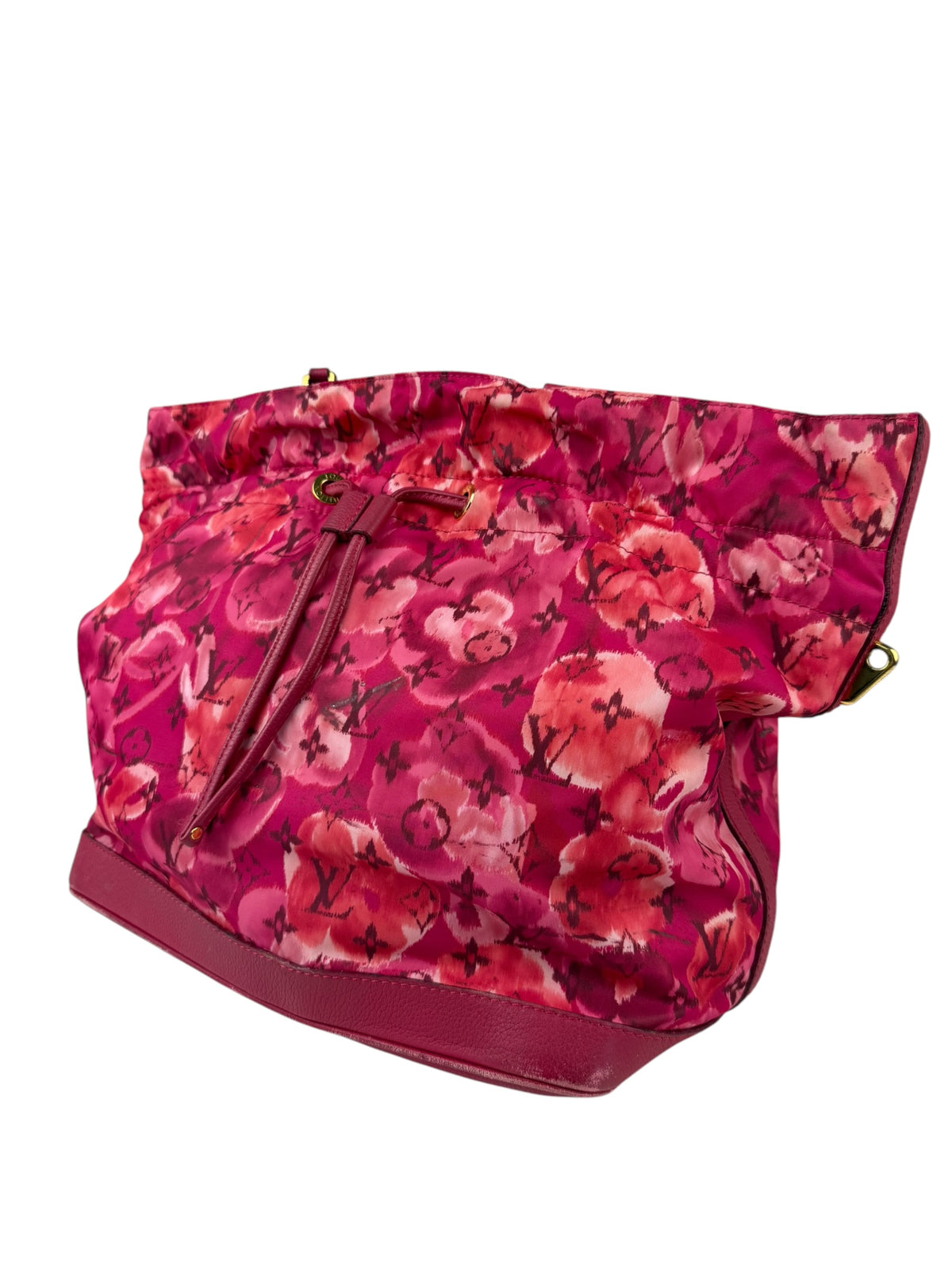 Louis Vuitton Pink Leather Trim Floral Ikat Noefull PM