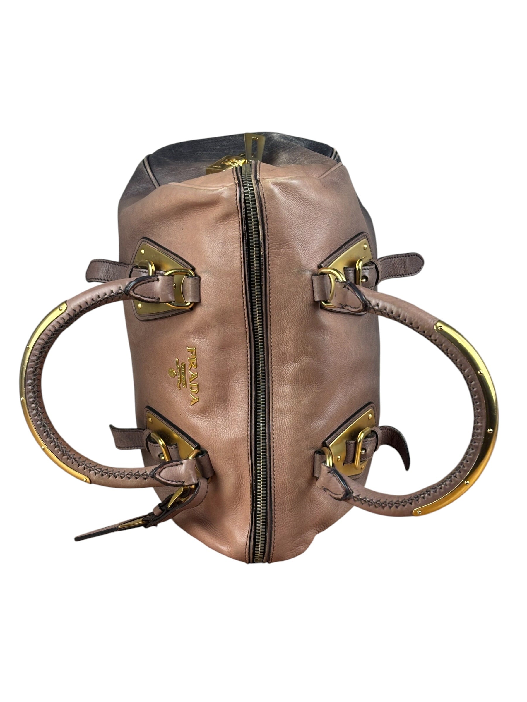 Prada Bicolor Cervo Ombre Leather Top Handle Bag