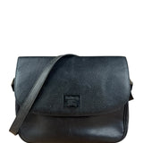 Burberry Vintage Black Pebbled Leather Crossbody Flap Bag