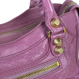 Balenciaga Purple Leather Velo Moto Two-Way Bag