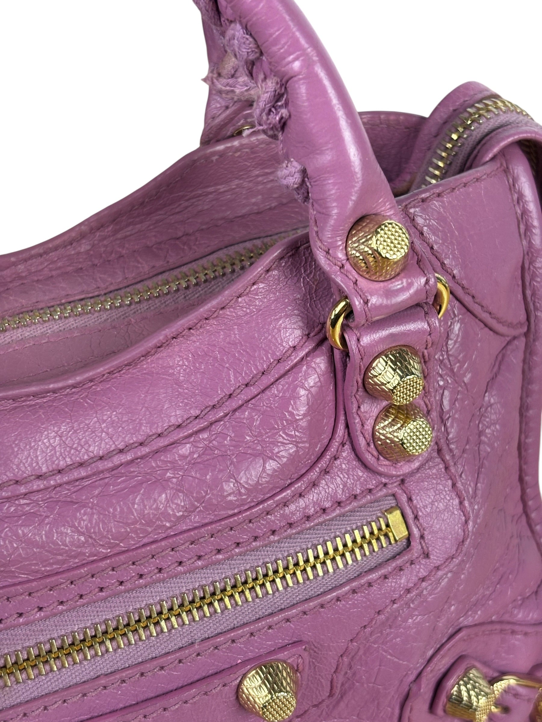 Balenciaga Purple Leather Velo Moto Two-Way Bag