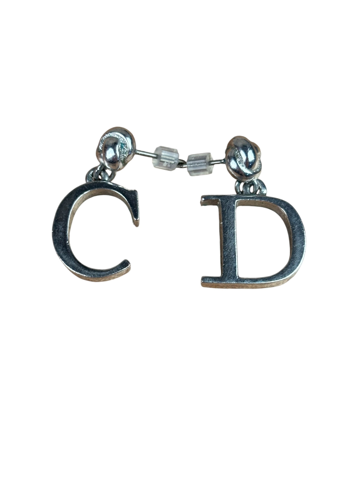 Christian Dior Silver D&C Charm Navy Drop Earring