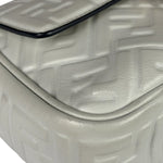 Fendi White Leather FF Flap Baguette