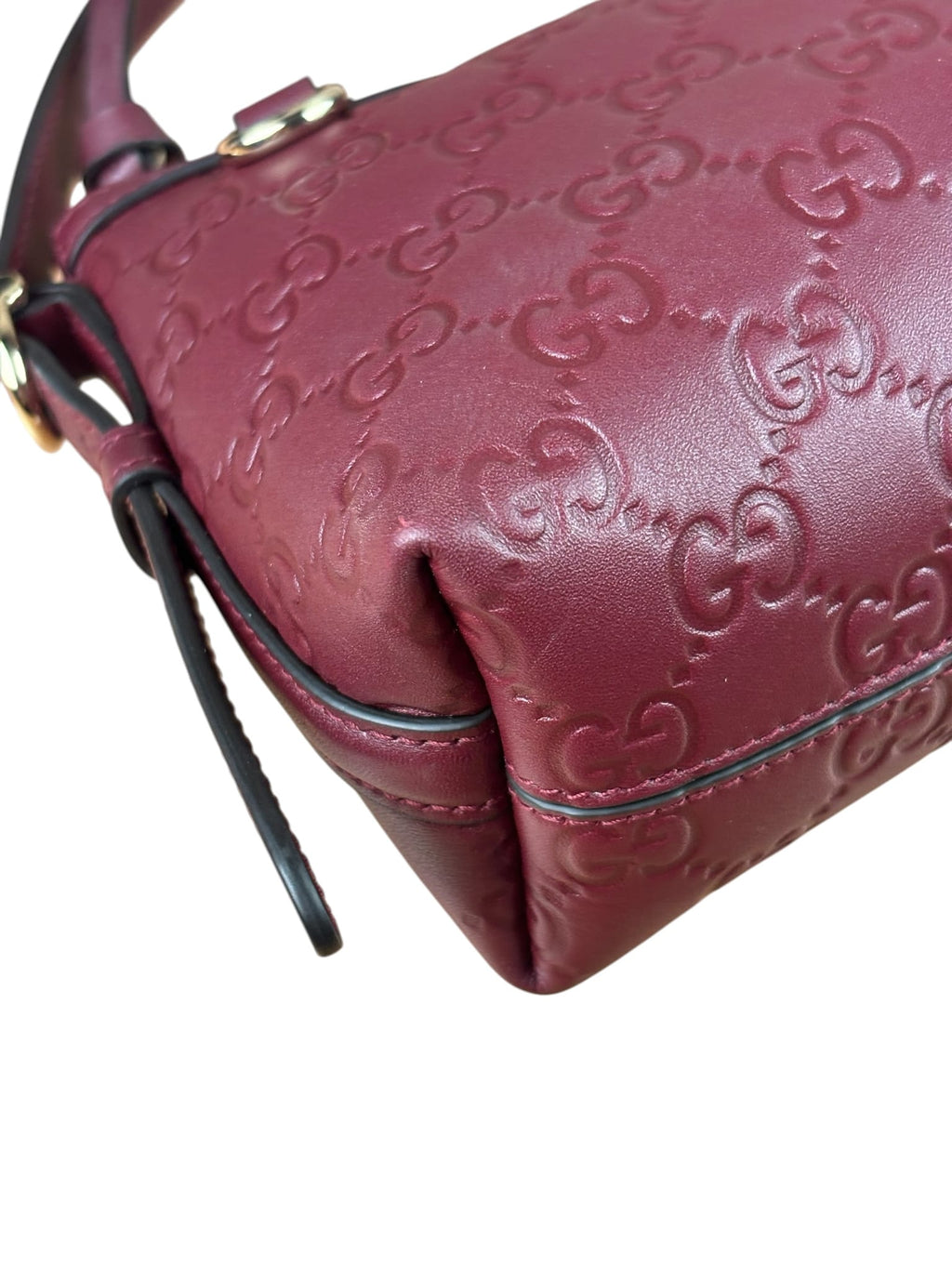 Gucci GG Emblem Red Leather Shoulder Bag
