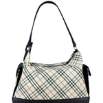 Burberry Black/Beige Saffiano Leather Trim Nova Check Hobo Bag