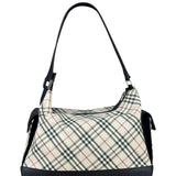 Burberry Black/Beige Saffiano Leather Trim Nova Check Hobo Bag