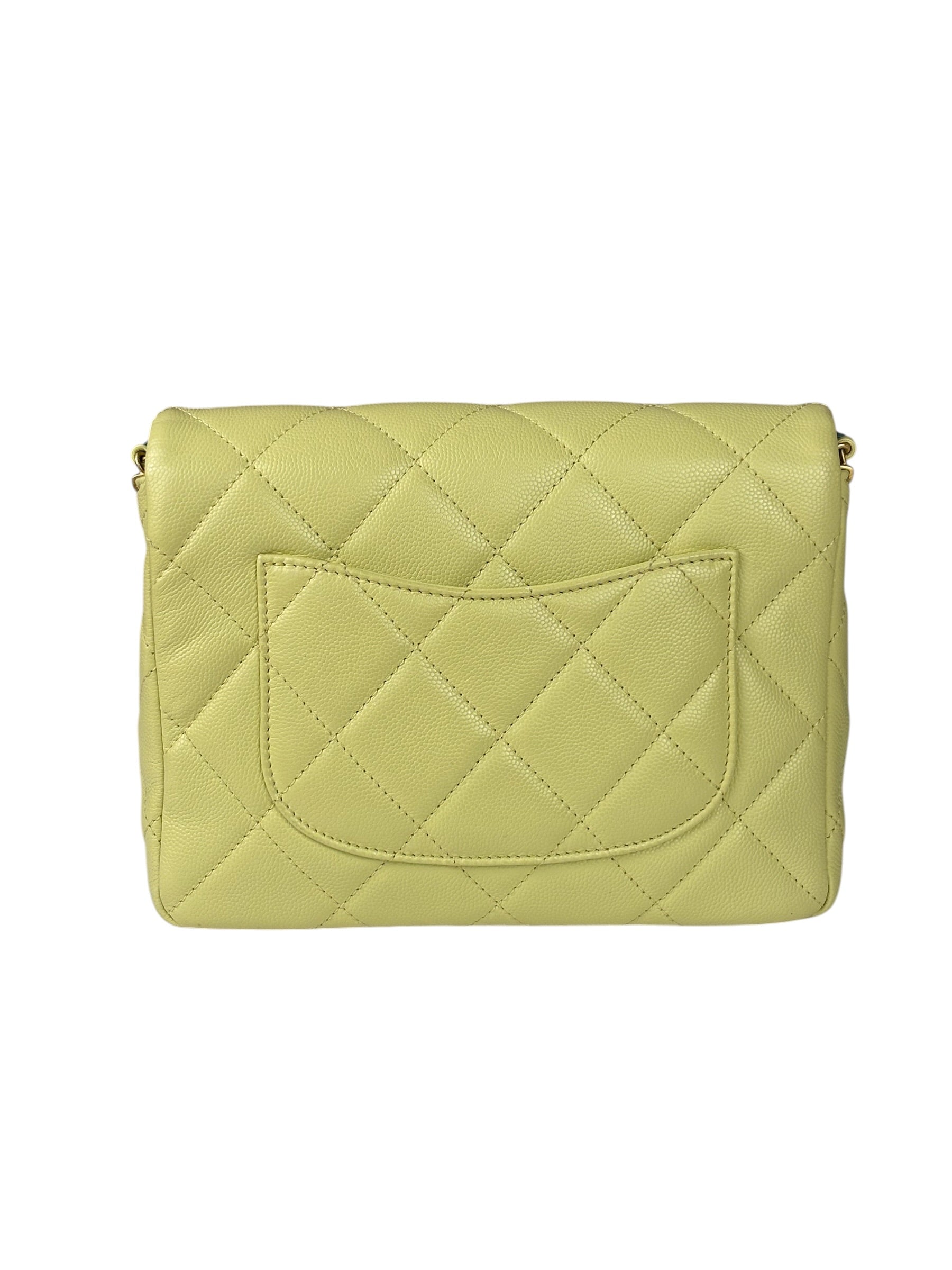Chanel Yellow Caviar Leather Mini Flap Bag