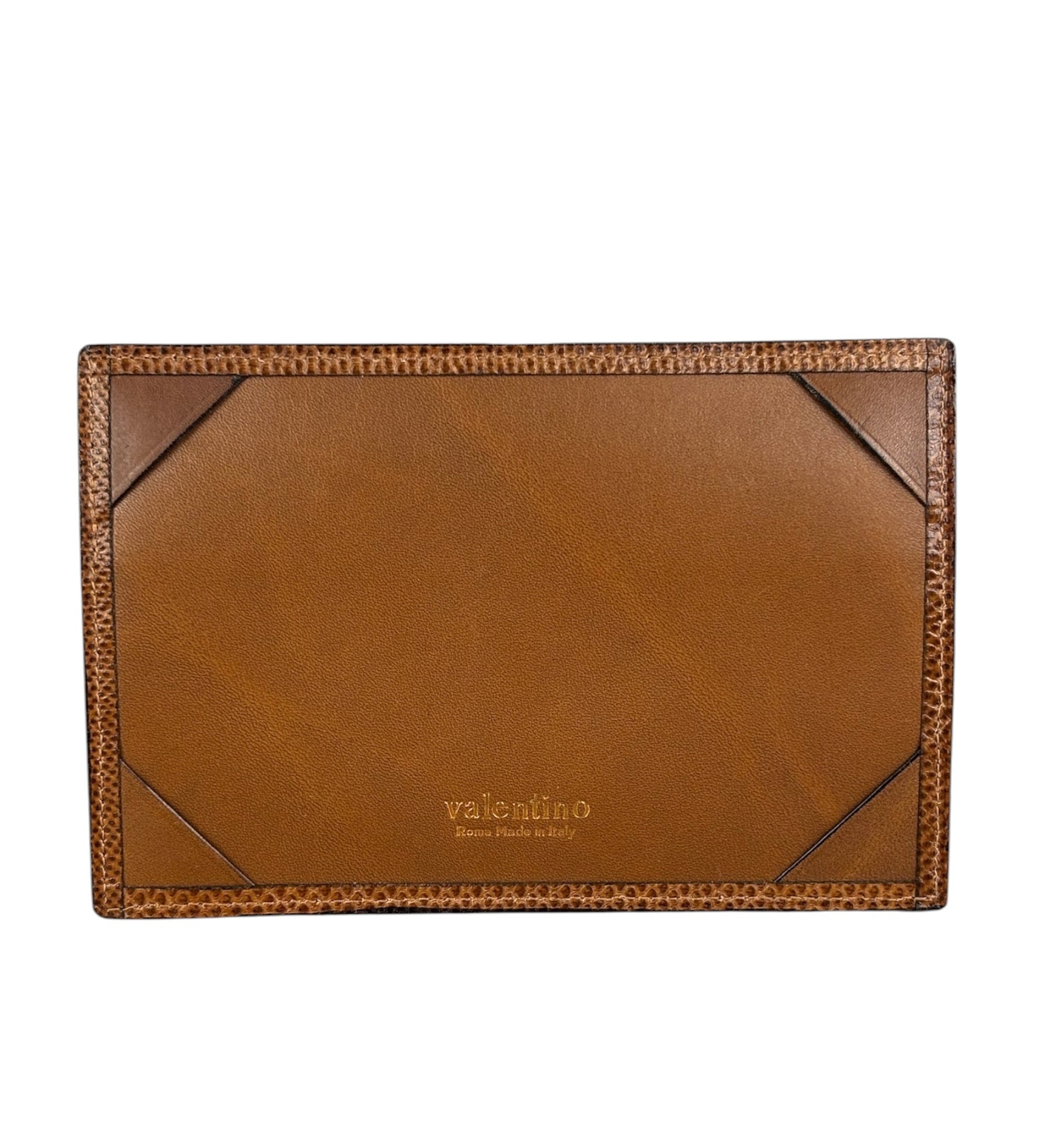 Valentino Brown Tan Leather Flat Pouch