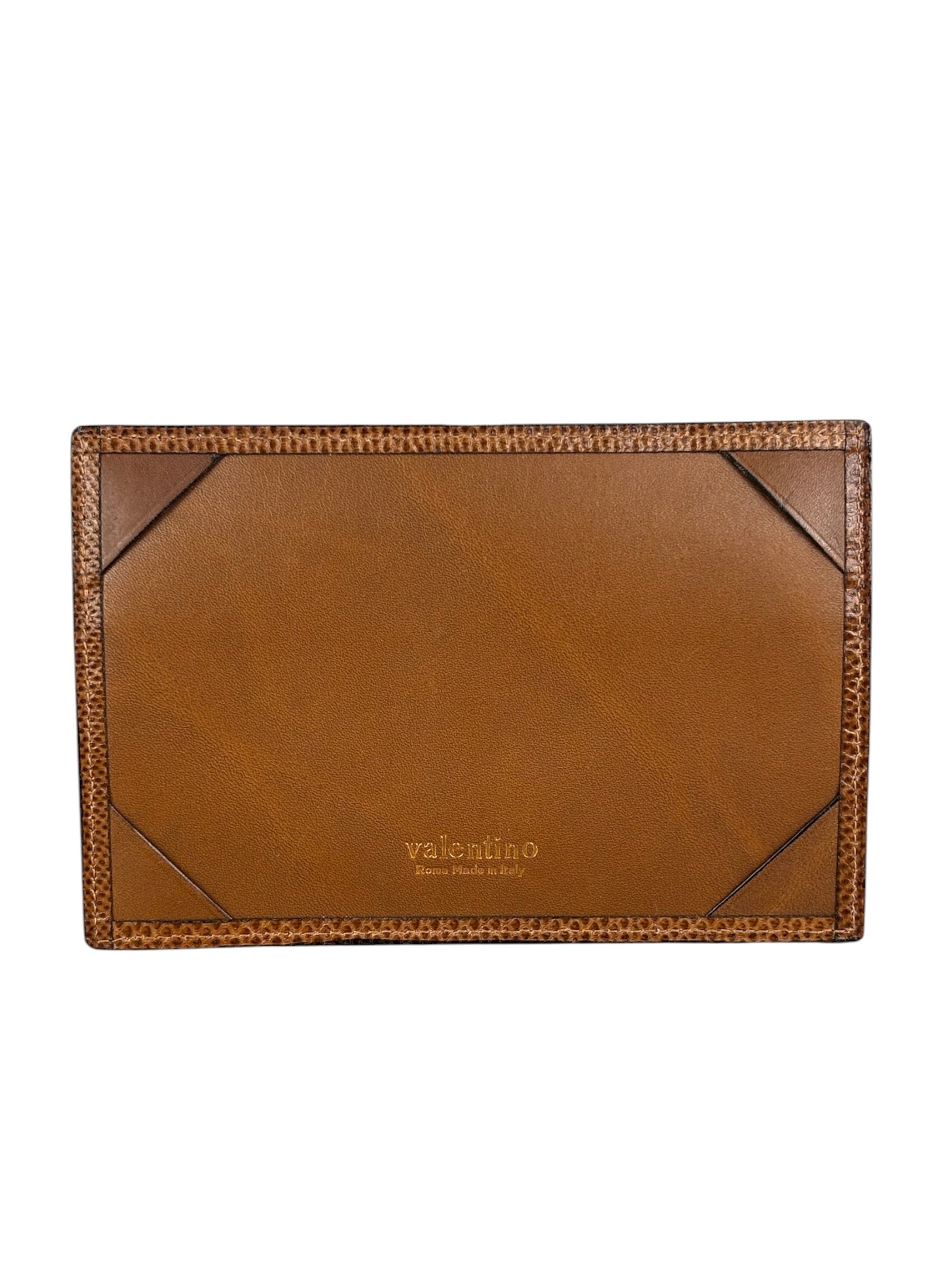 Valentino Brown Tan Leather Flat Pouch