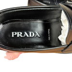 Prada Black Leather Triangle Logo Loafers