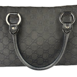 Gucci Black Leather Trim GG Top Handle Bag