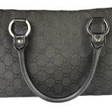 Gucci Black Leather Trim GG Top Handle Bag