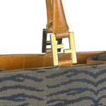 Fendi Vintage Brown Tiger Print Canvas Tote Bag