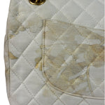 Chanel White Denim/Leather Trim Greek Collection Flower Double Flap Bag 2018