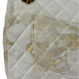 Chanel White Denim/Leather Trim Greek Collection Flower Double Flap Bag 2018