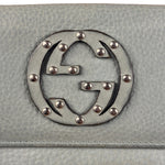 Gucci Light Blue GG Embellished Leather Long Wallet