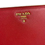 Prada Red Saffiano Leather Long Zippy Wallet