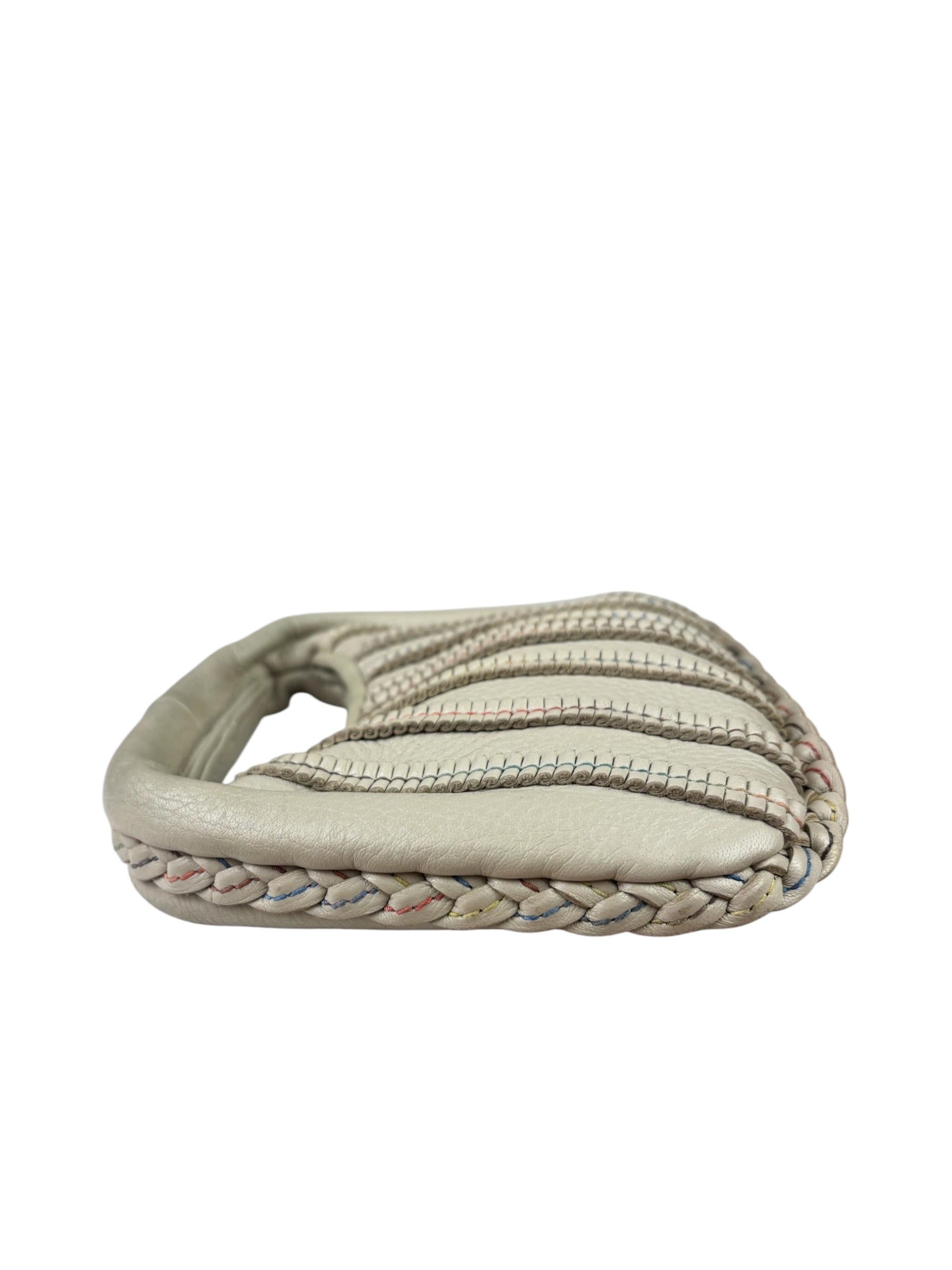 Bottega Veneta Ivory Leather Mini Cervo Braided Hobo Bag