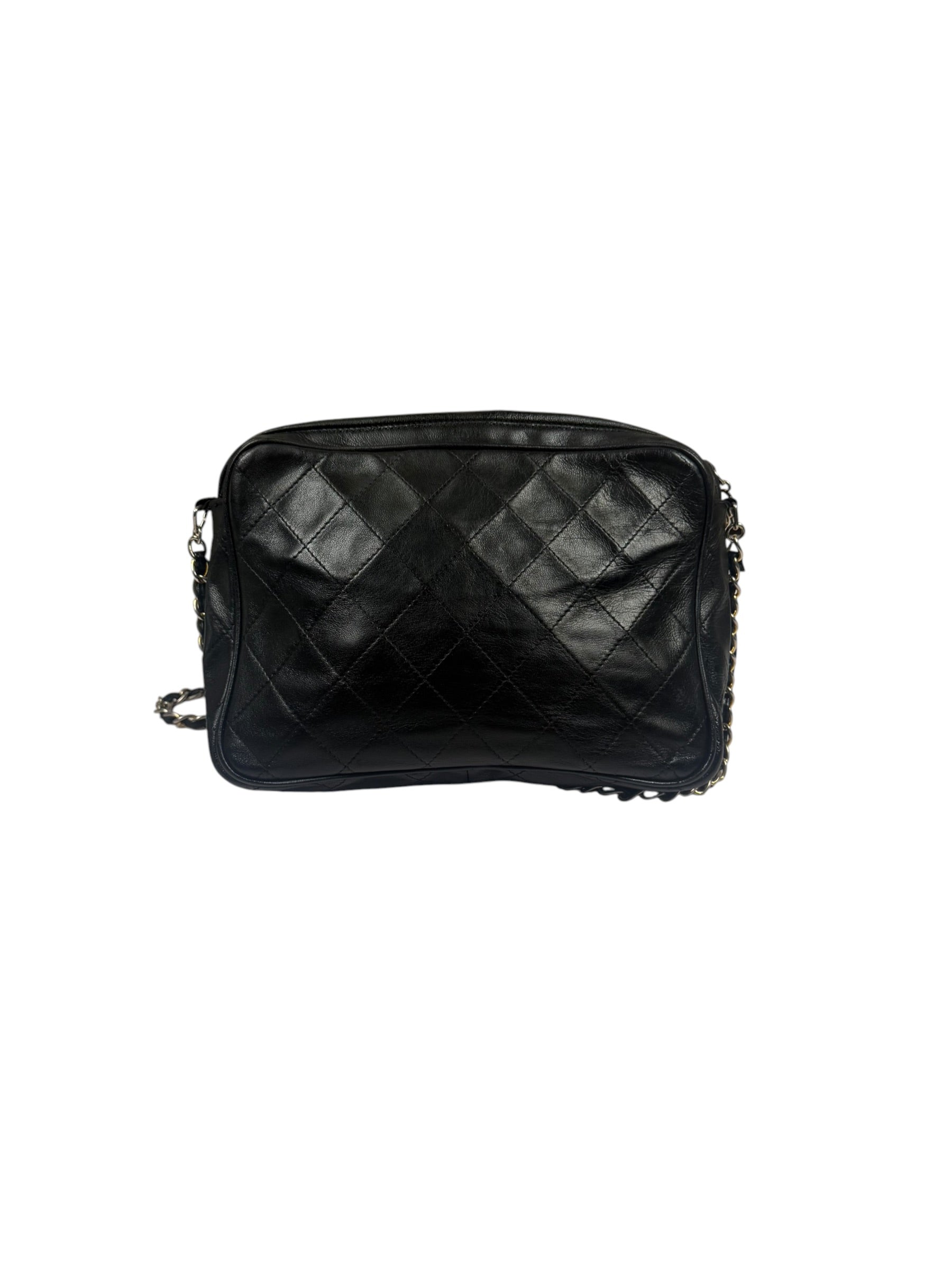 Chanel Vintage Black Quilted Lambskin Camera Bag 1986