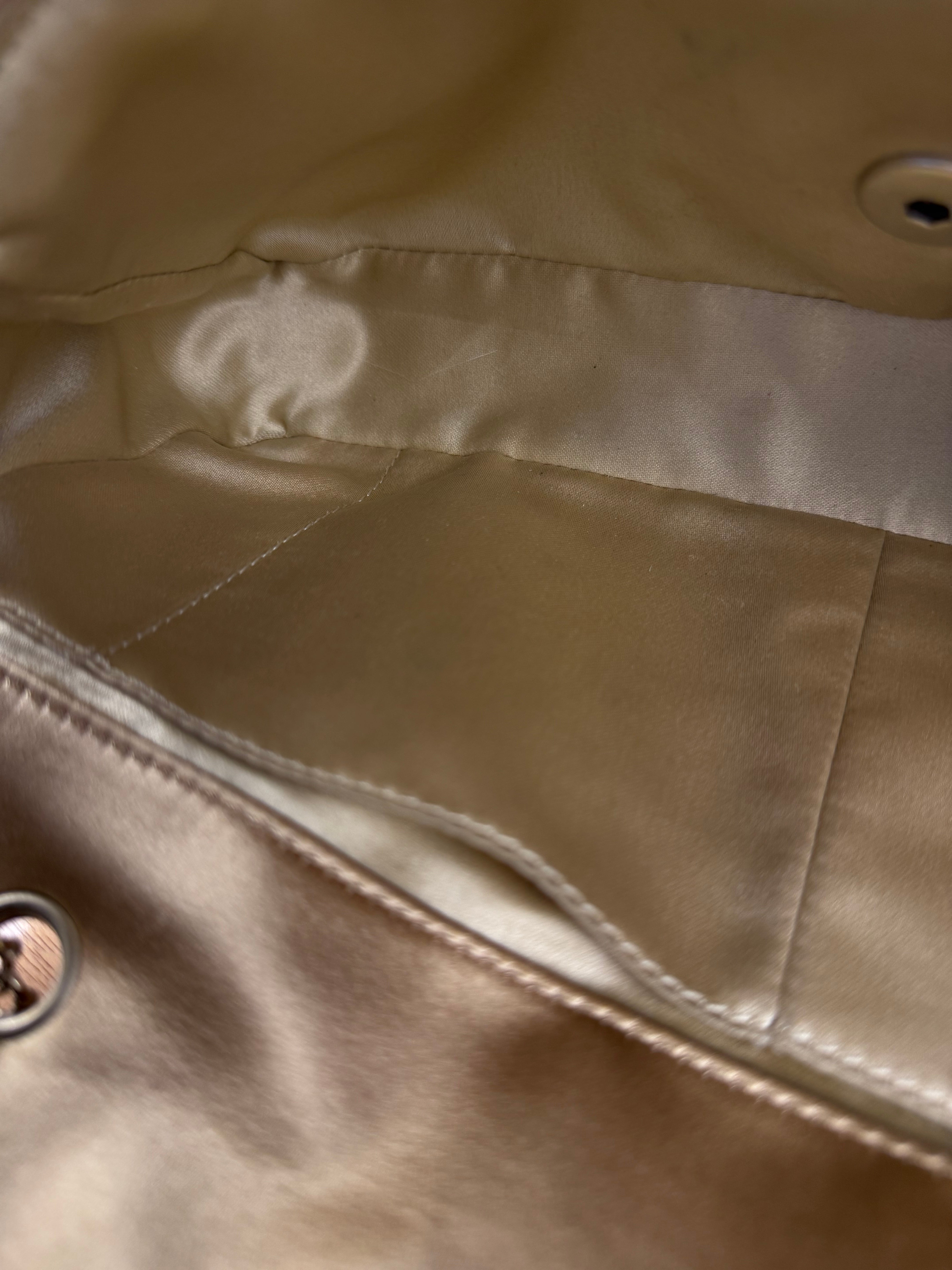 Chanel CC Limited Edition Gold Satin Quilted Flap Bag 2008