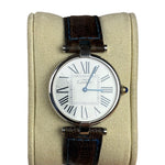 Cartier Must De Round Silver Roman Dial Blue/Brown Band
