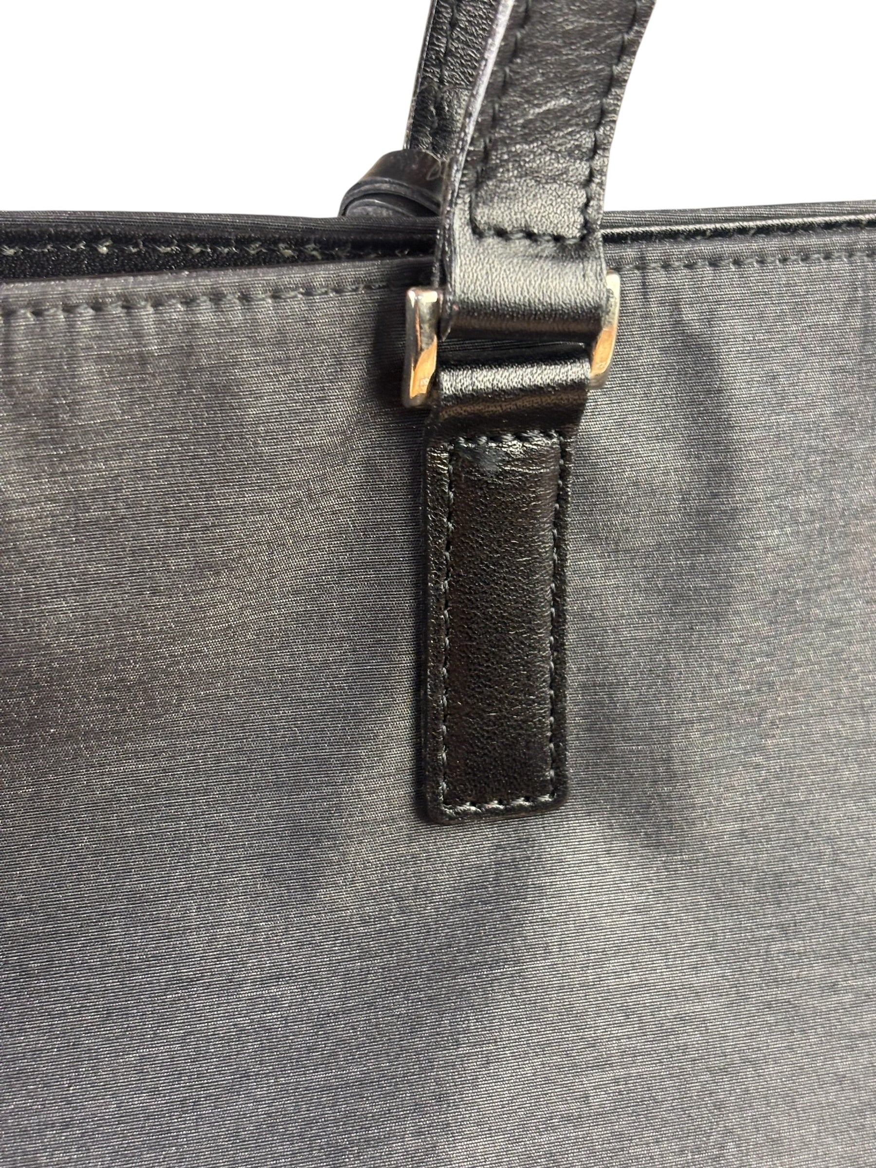 Burberry Grey Nylon/Leather Trim Tote