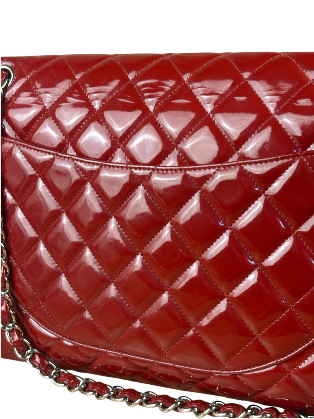 Chanel Red Patent Leather Jumbo Double Flap 2013